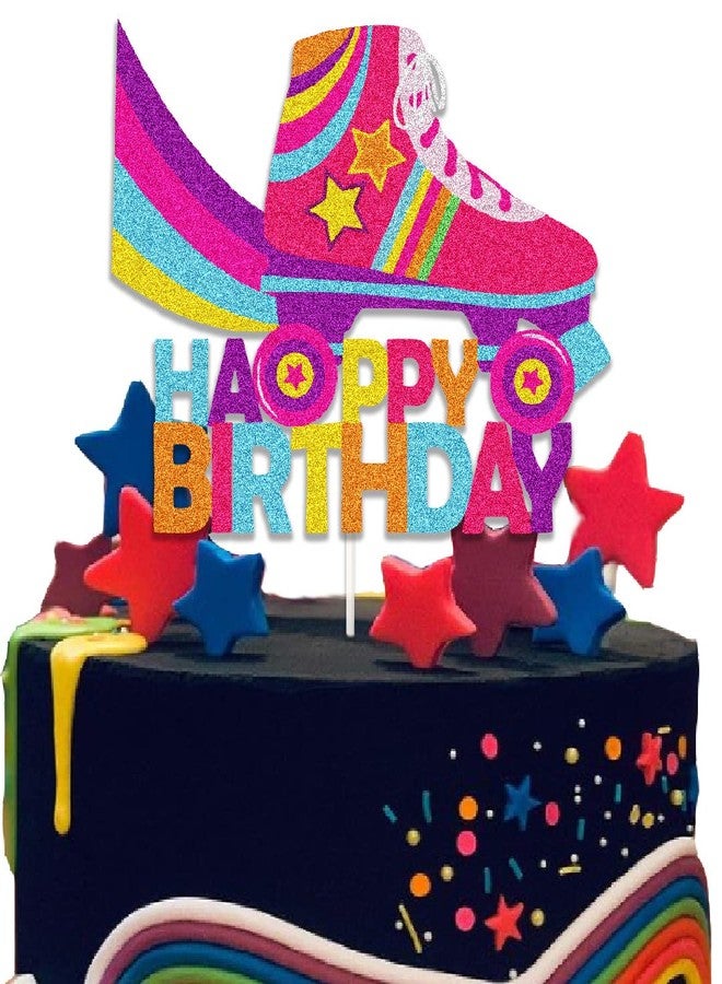 ChoJoy Roller Skate Cake Topper Colorful Rolling Birthday Decoration with Colorful Roller Skate for Roller Skate Themed Birthday Party - Image 1